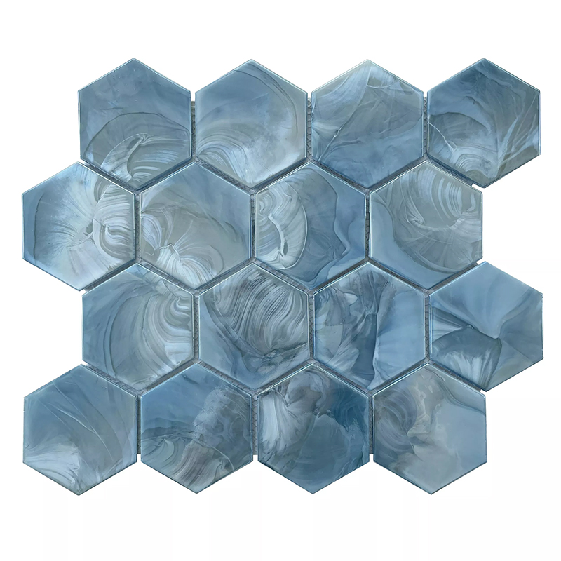 Stellar 3 inch Hexagon Hot Glass Mosaic